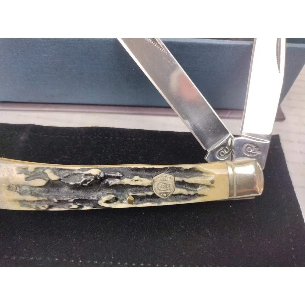 Colt 175th Anniversary CT246 Black Stag Series Knife W Bovine Bone Handle